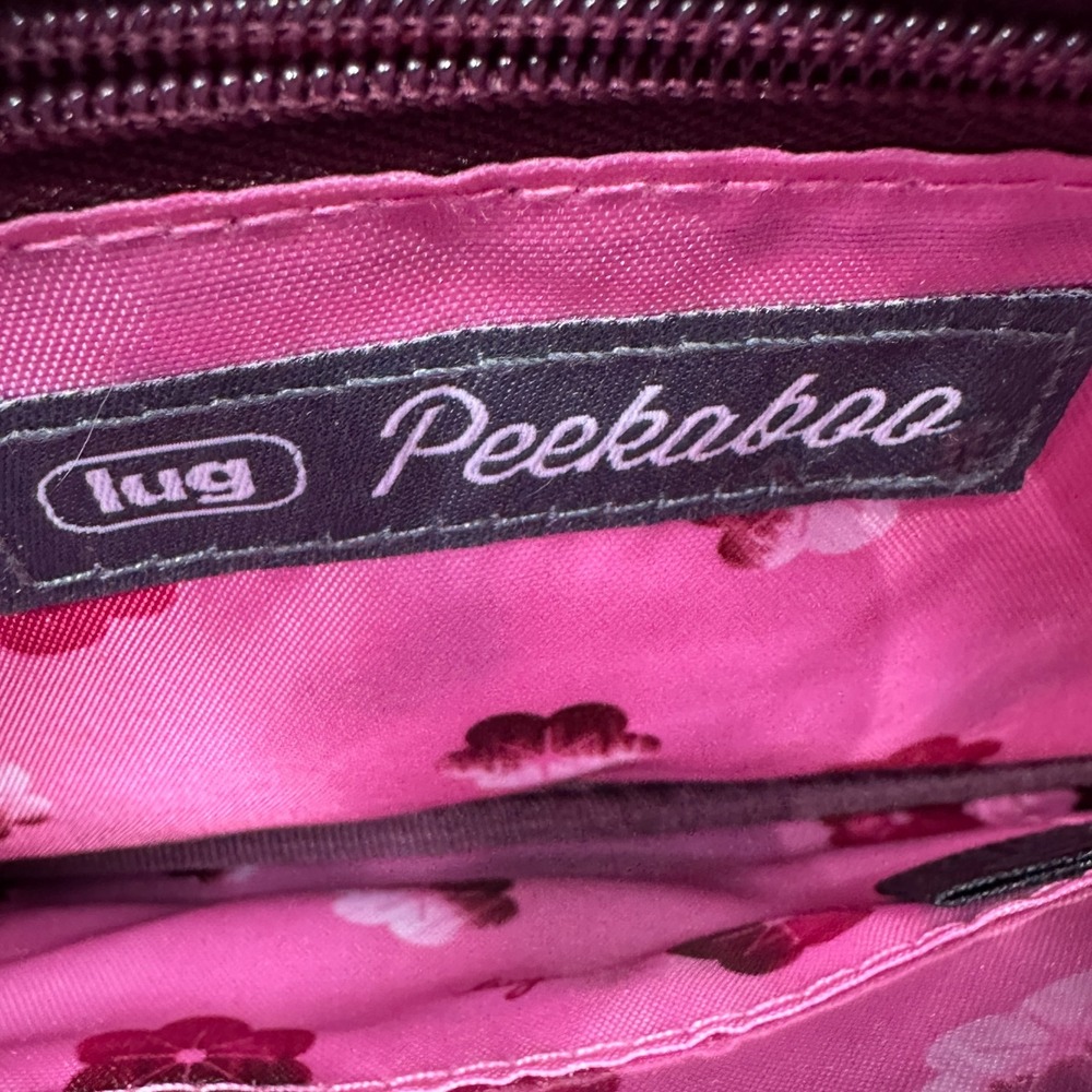 Lug Peekaboo RFID Pouch Wristlet Purse Shibori Wine Pink Maroon Quilted Pouch - Picture 6 of 8